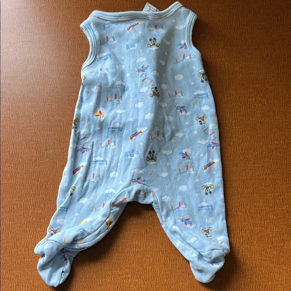 Vintage‎ Disney Light Blue Kids Footie with Playful Mickey Mouse Print